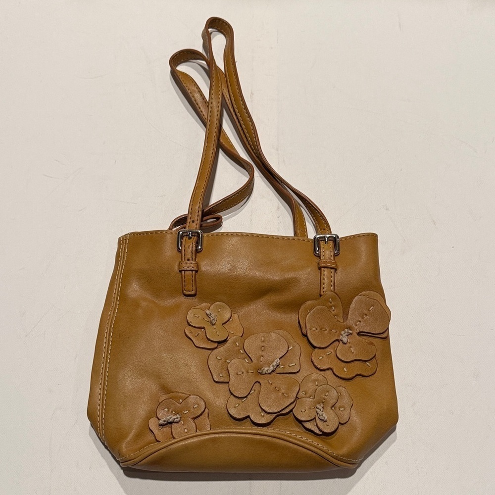 Nine West vintage Tan leather Floral Shoulder Bag